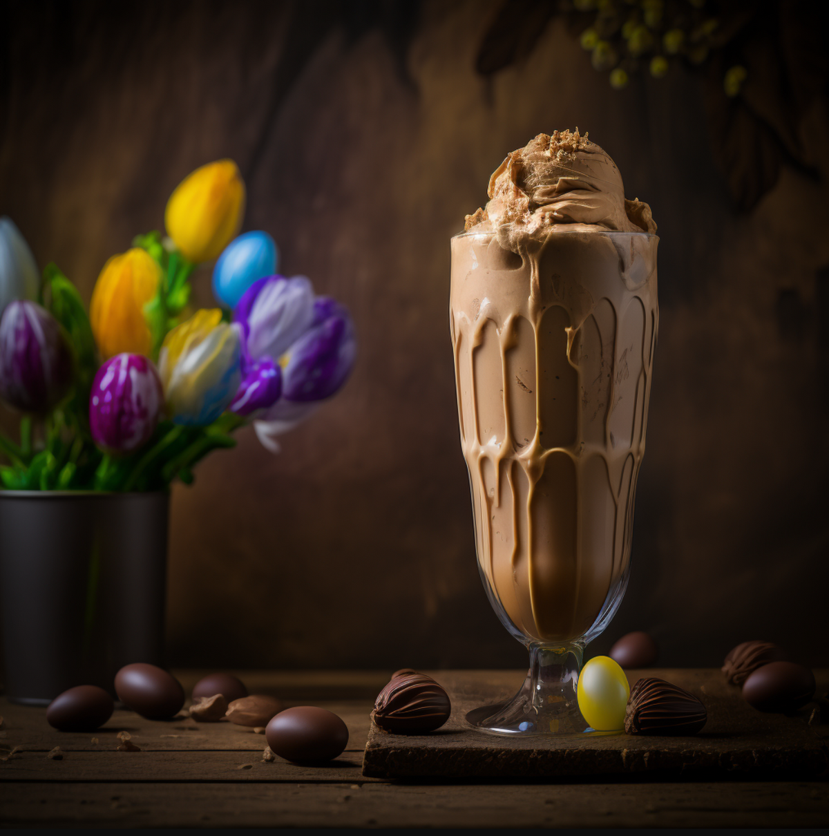 EasterThemed Chocolate Peanut Butter Dragon Whey Protein Smoothie